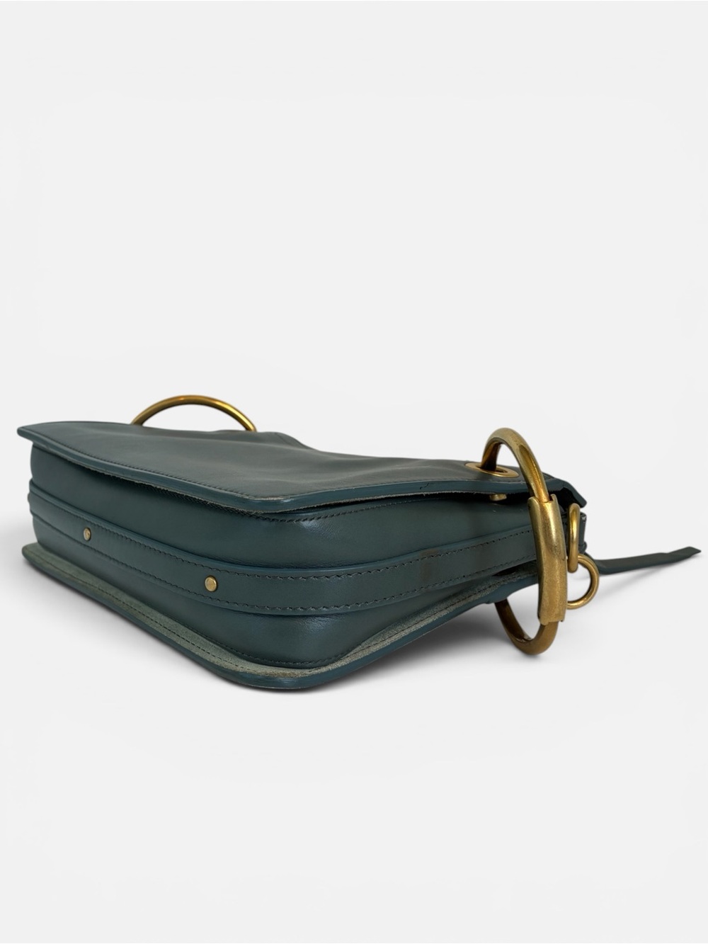 Chloé Roy Small Leather Shoulder Crossbody Bag Blue Green Gold Hardware - Picture 11 of 11